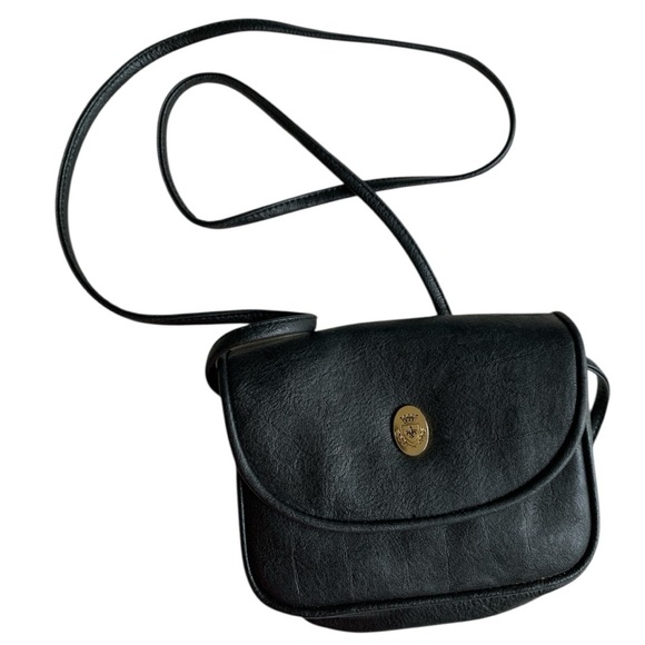 Vintage Maggie Lawrence Petite Black Leather Shoulder Bag with Gold Hardware - Picture 1 of 9